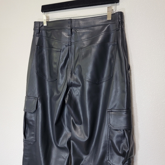 Banana Republic Vegan Leather mid-rise Cargo wide leg pants - Picture 11 of 14